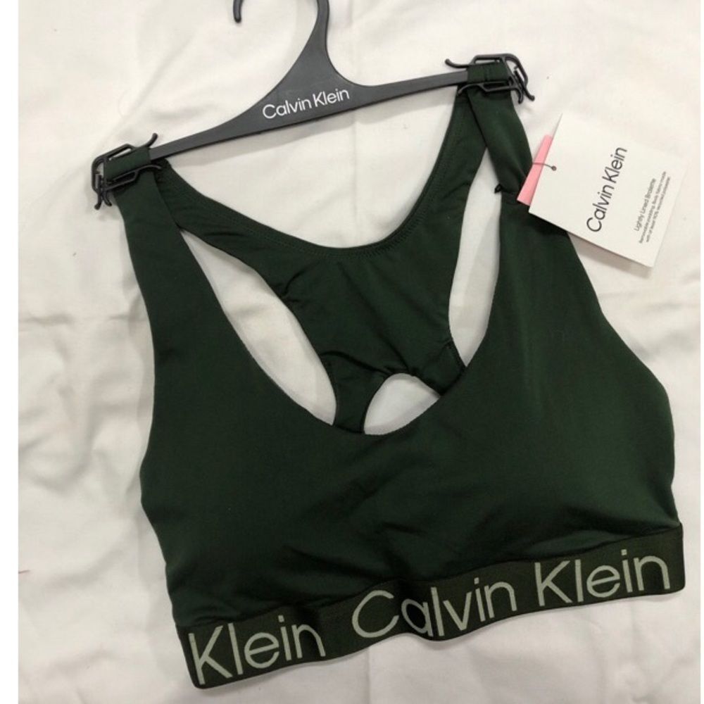 Calvin Klein Green Sports Bra with Racerback Design
